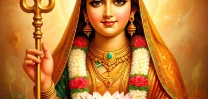 Navratri First Day Maa Shailputri - Happy Navratri at Bharatiya.Yoga let's draw inspiration from Maa Shailputri's attributes and strive to embody them in our own lives.